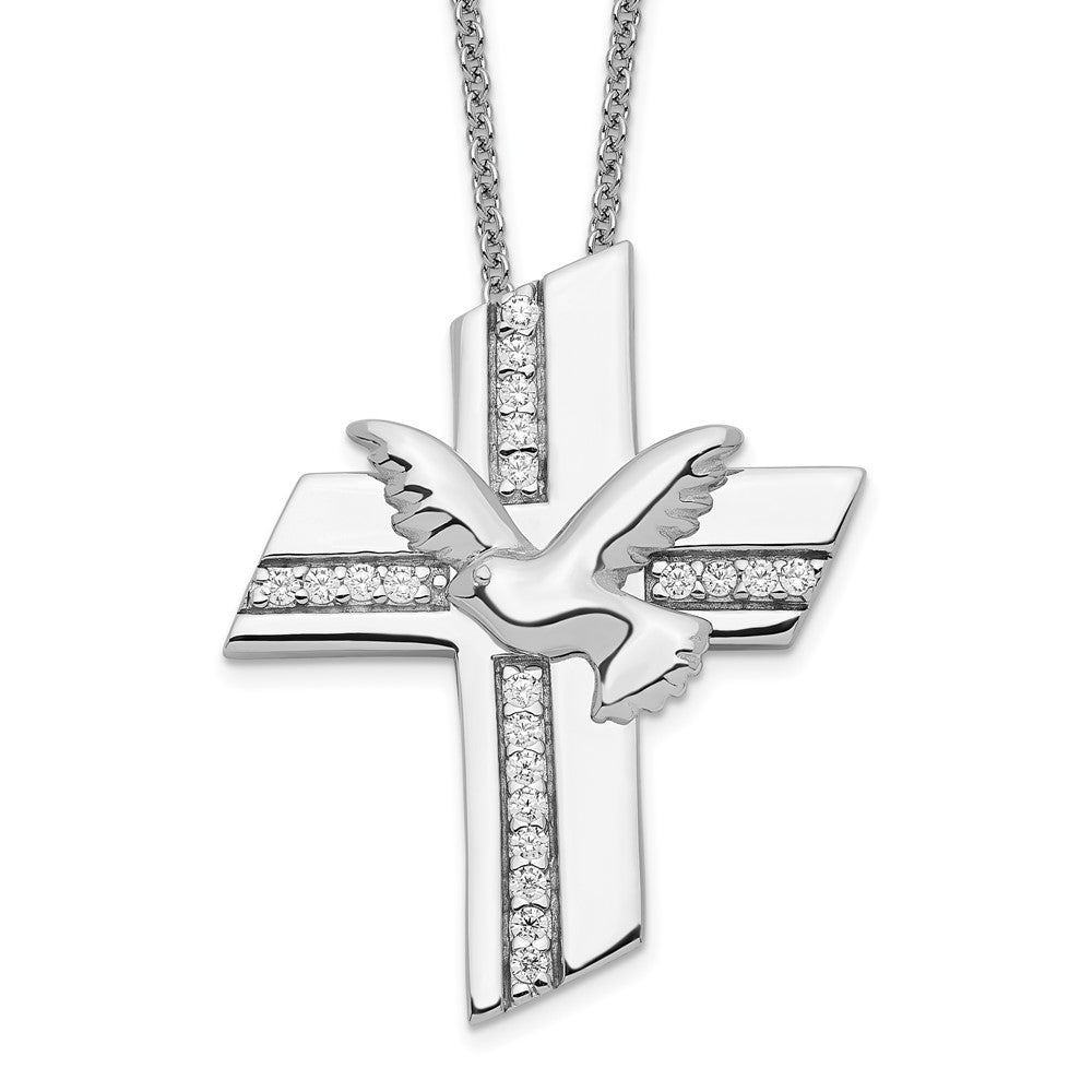 Sentimental Expressions Sterling Silver Rhodium-plated CZ Confirmation Blessings 18in. Necklace 18 Inches