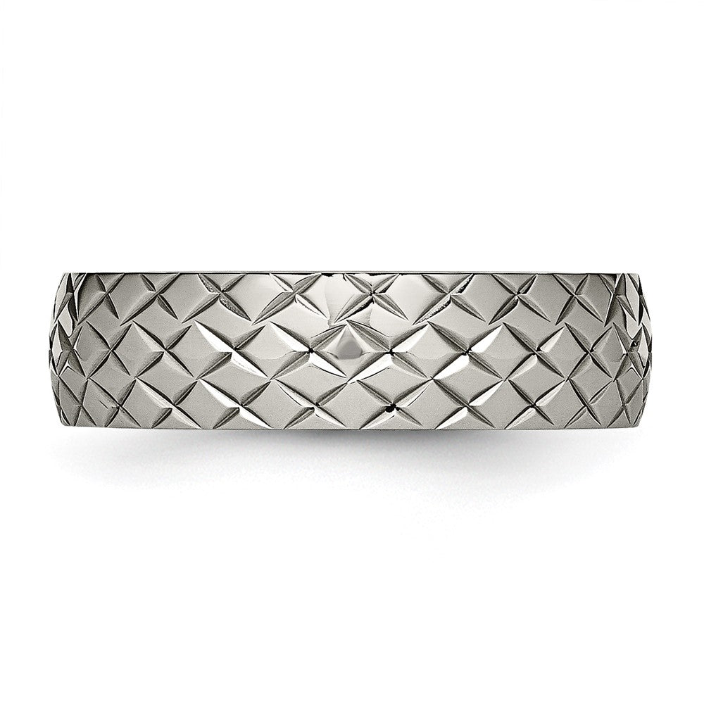 Titanium Polished and Textured 6mm Band Size - 13