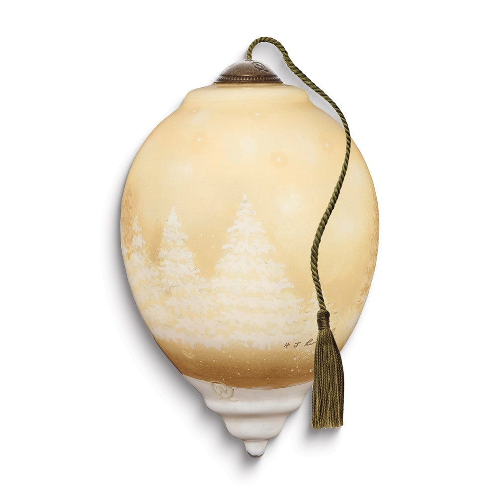 Neqwa Art Down Through the Chimney Santa by Hazel Lincoln Hand-painted Glass Ornament