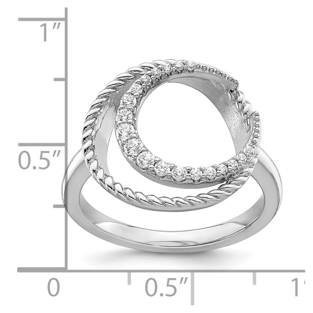 Sterling Silver Rhodium-plated CZ Circle Ring