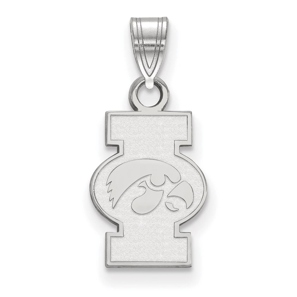 Sterling Silver Rhodium-plated LogoArt University of Iowa Small Pendant QSS074UIA