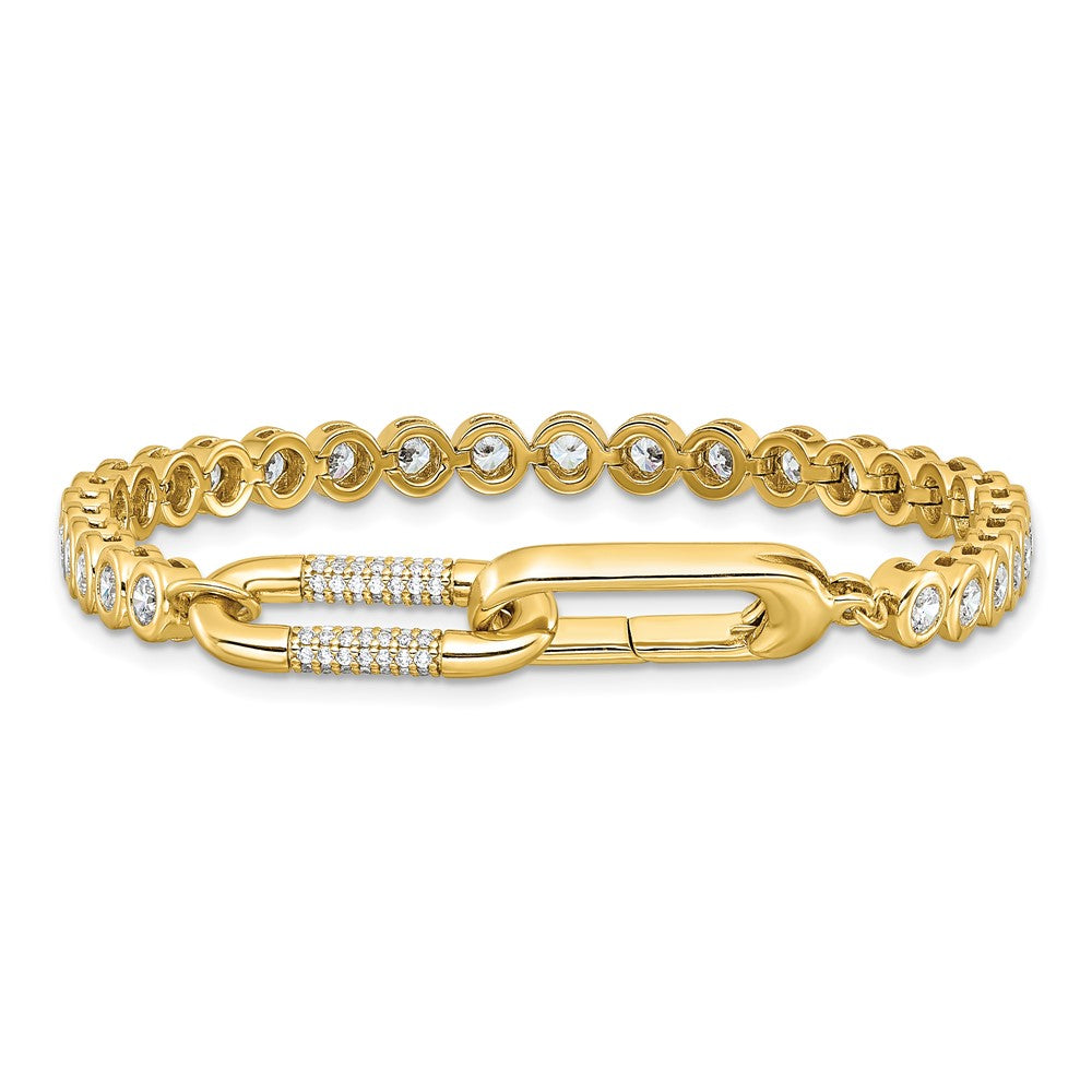 Sterling Shimmer Sterling Silver Gold-tone Flash Gold-plated CZ 113 Stone 7 inch Bracelet 7 inches