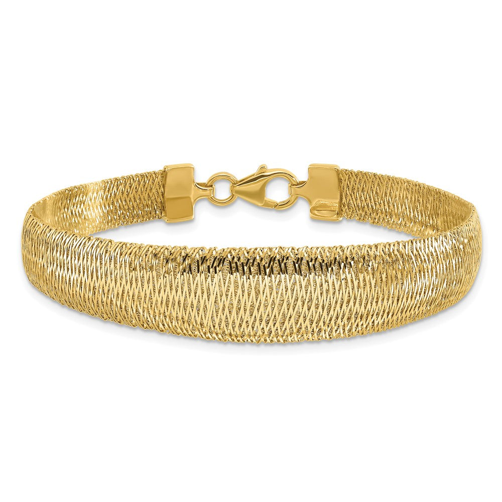 14K Polished Woven Graduated Dome Bracelet 7.5  inches