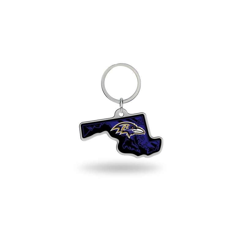 Baltimore Ravens Metal Keychain State Shaped