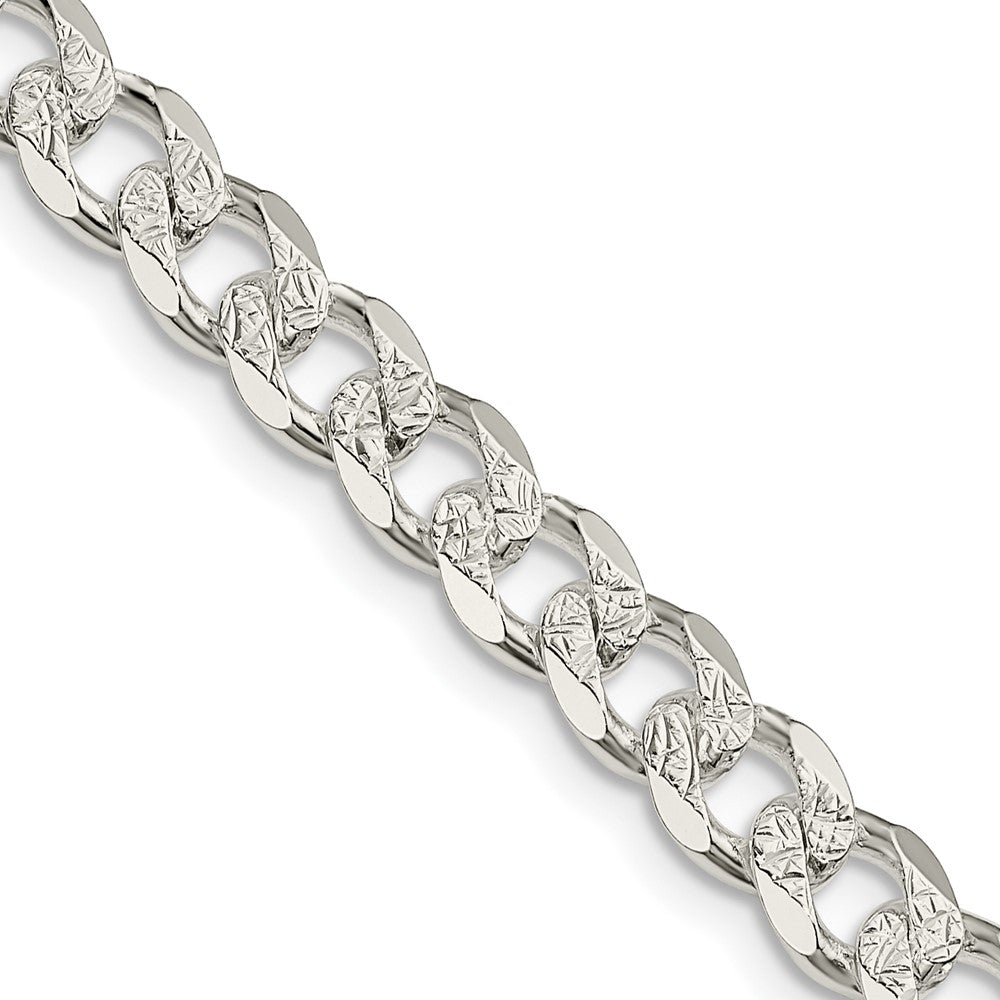 Sterling Silver 7mm Pav‚ Curb Chain 18 Inches