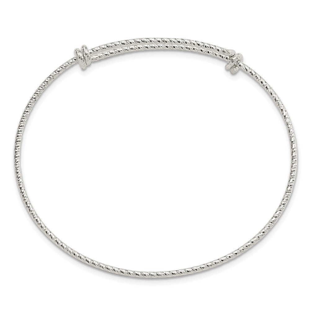 Sterling Silver Polished D/C 1.65mm 8-9.5in Expandable Bangle 8 inches