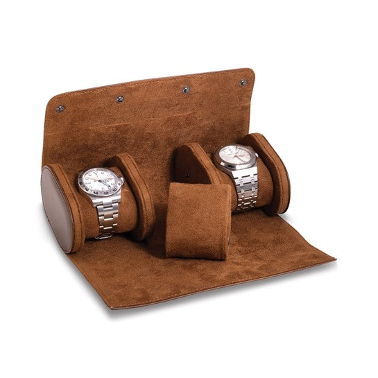 Bey Berk Milani Watch Roll For 3 Watches - Brown Leather