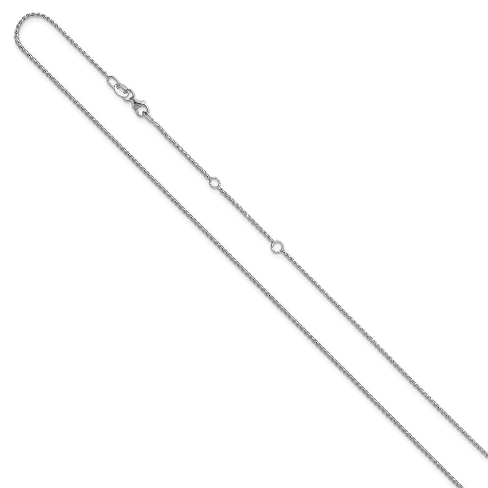 14K White Gold 1.15mm D/C Open Franco 1in+1in Adjustable Chain