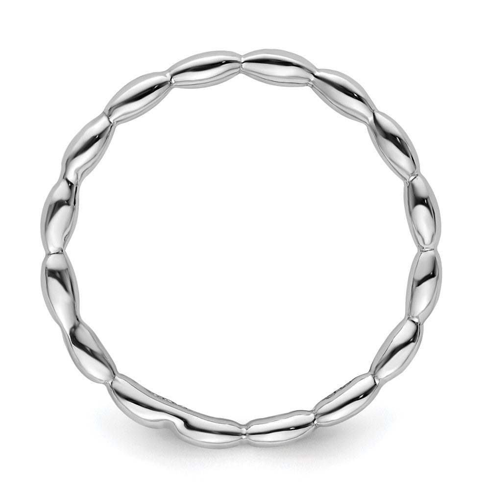 Sterling Silver Stackable Expressions Rhodium Rice Ring Size -6