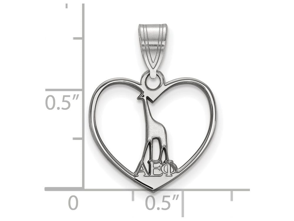 Sterling Silver Official Licensed Greek Sororities Alpha Epsilon Phi Heart Pendant