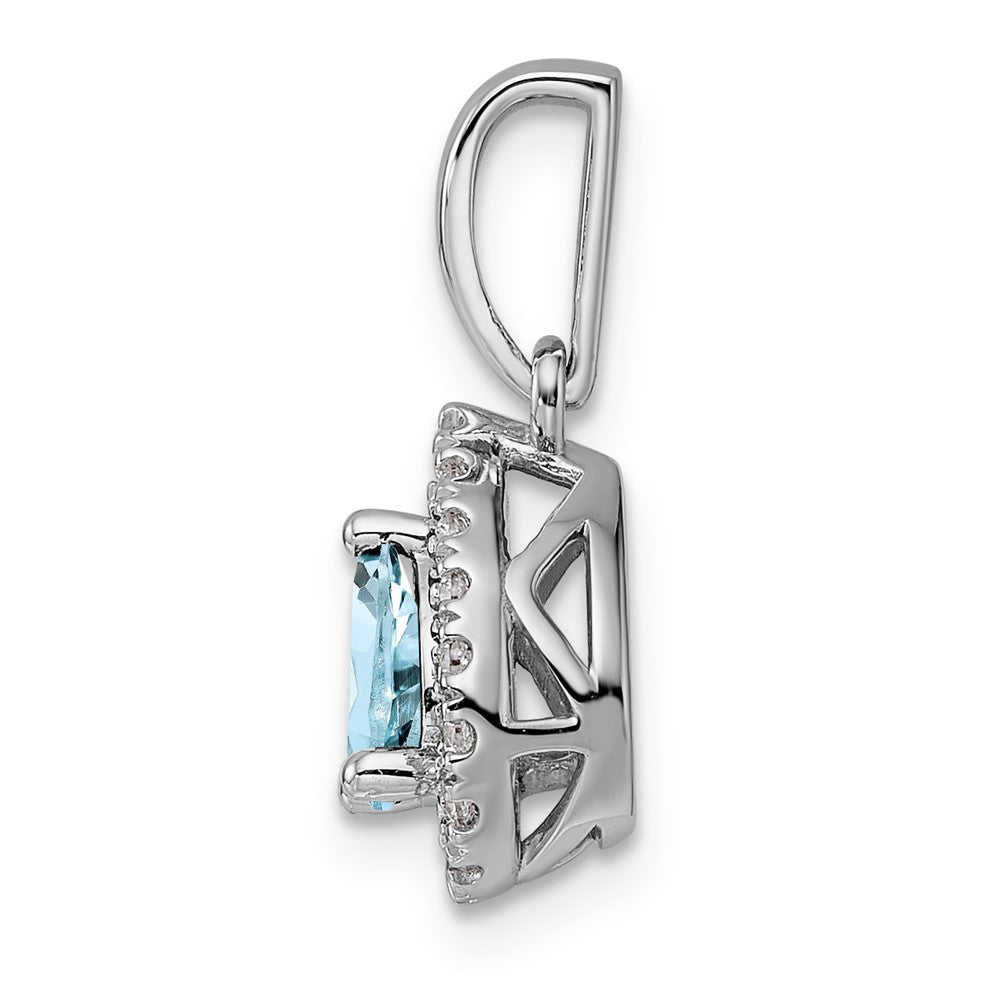 10kw Aqua & Diamond Birthstone Pendant w/ chain - Mel:S43