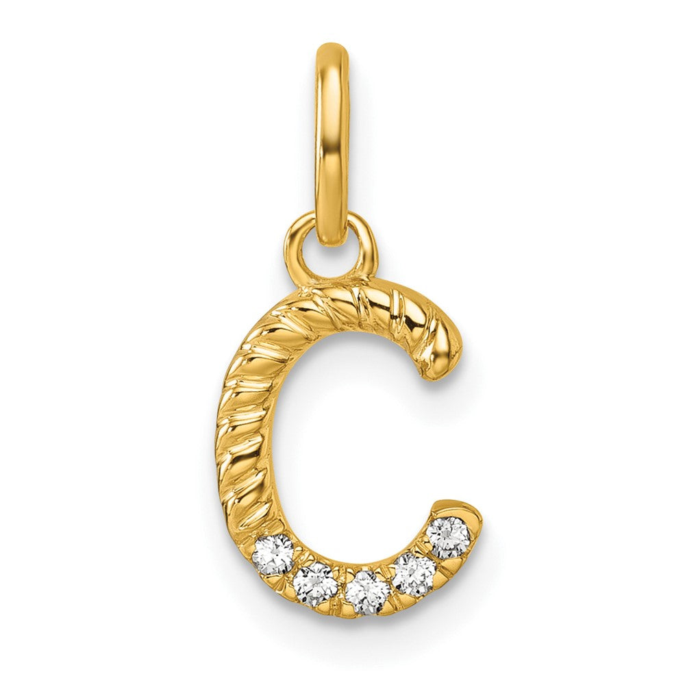 14k Twisted with .05 ct. Diamond Initial C Charm