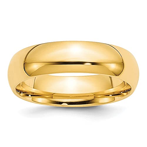 10k Yellow Gold 6mm Standard Weight Comfort Fit Wedding Band Size 6.5