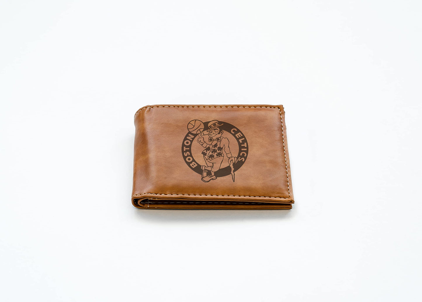Boston NBA Celtics Laser Engraved Brown Billfold Wallet
