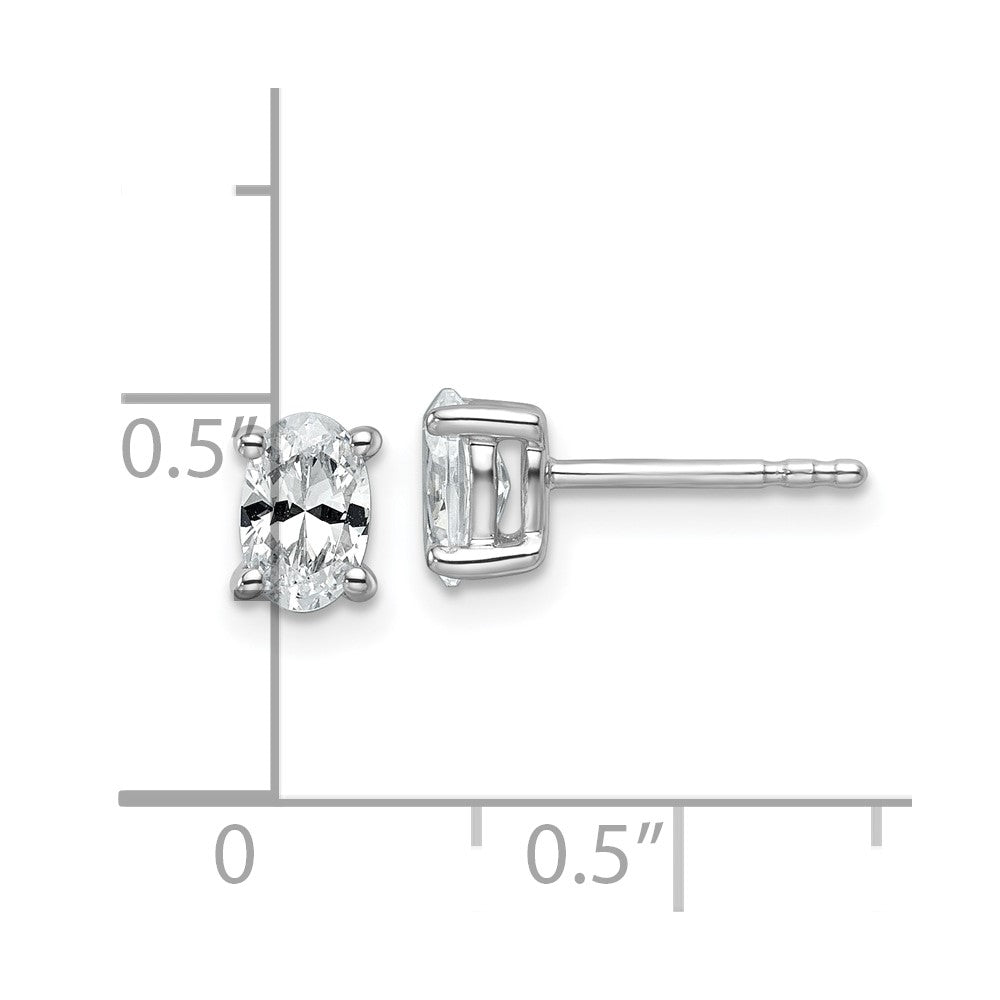 14K White Gold 3/4 Carat Lab Grown Diamond VS+ F+ Complete Oval 4-Prong Stud Earrings