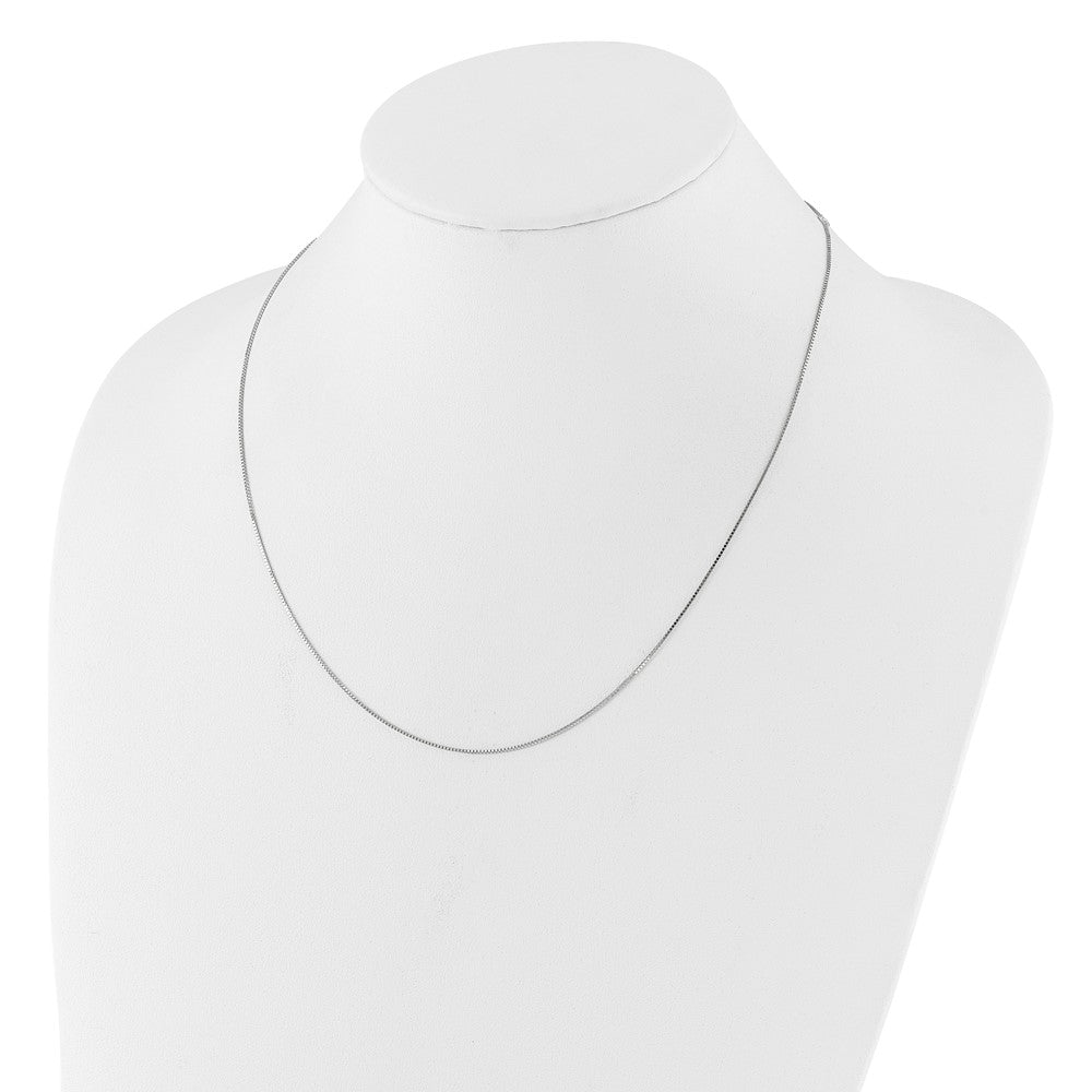 14K White Gold .7mm Box 1in+1in Adjustable Chain Adjustable