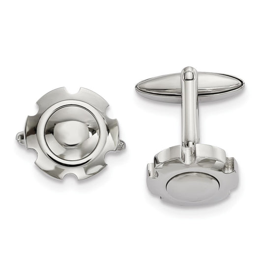 Chisel  Stainless Steel Polished Curved Edge Men's Cuff Links
