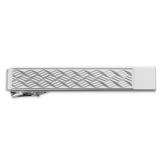 Kelly Waters Rhodium-plated Chevron Pattern Tie Bar