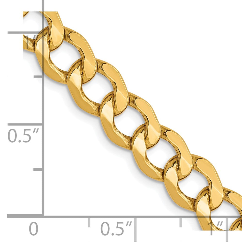10K 6.5mm Semi-Solid Curb Chain 7  inches