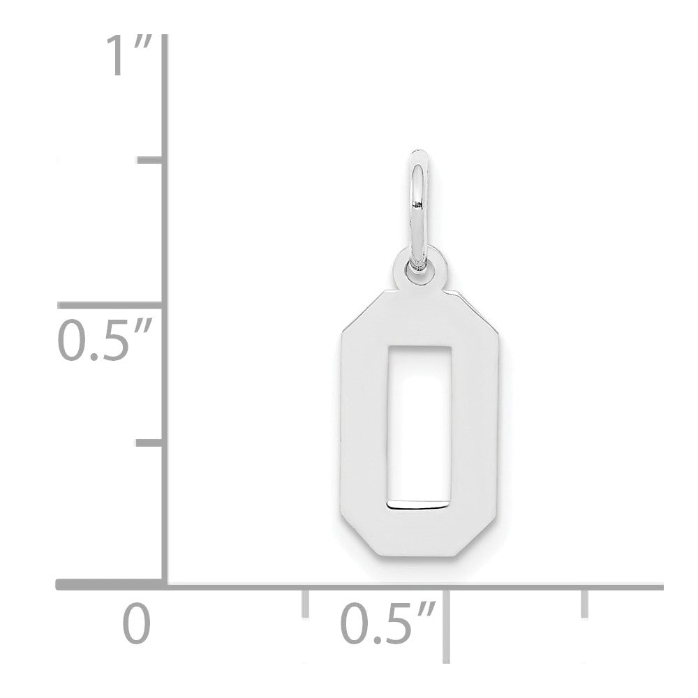 Sterling Silver/Rhodium-plated Polished Number 0 Charm
