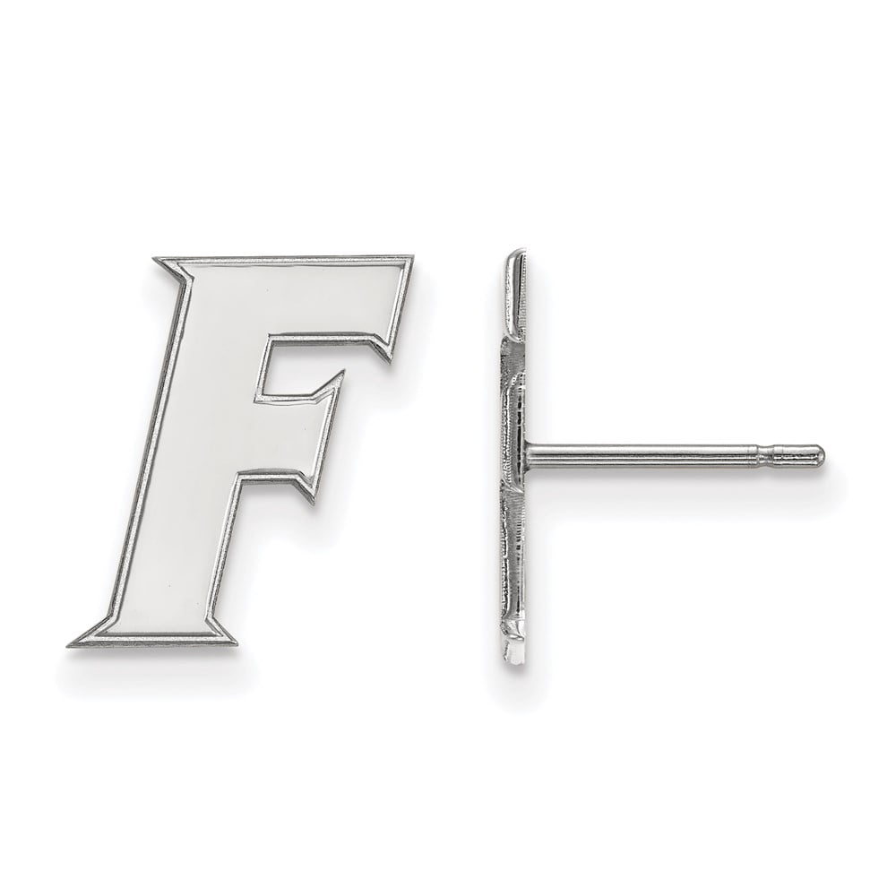 Sterling Silver Rhodium-plated LogoArt University of Florida Letter F Small Post Earrings Q-SS090UFL