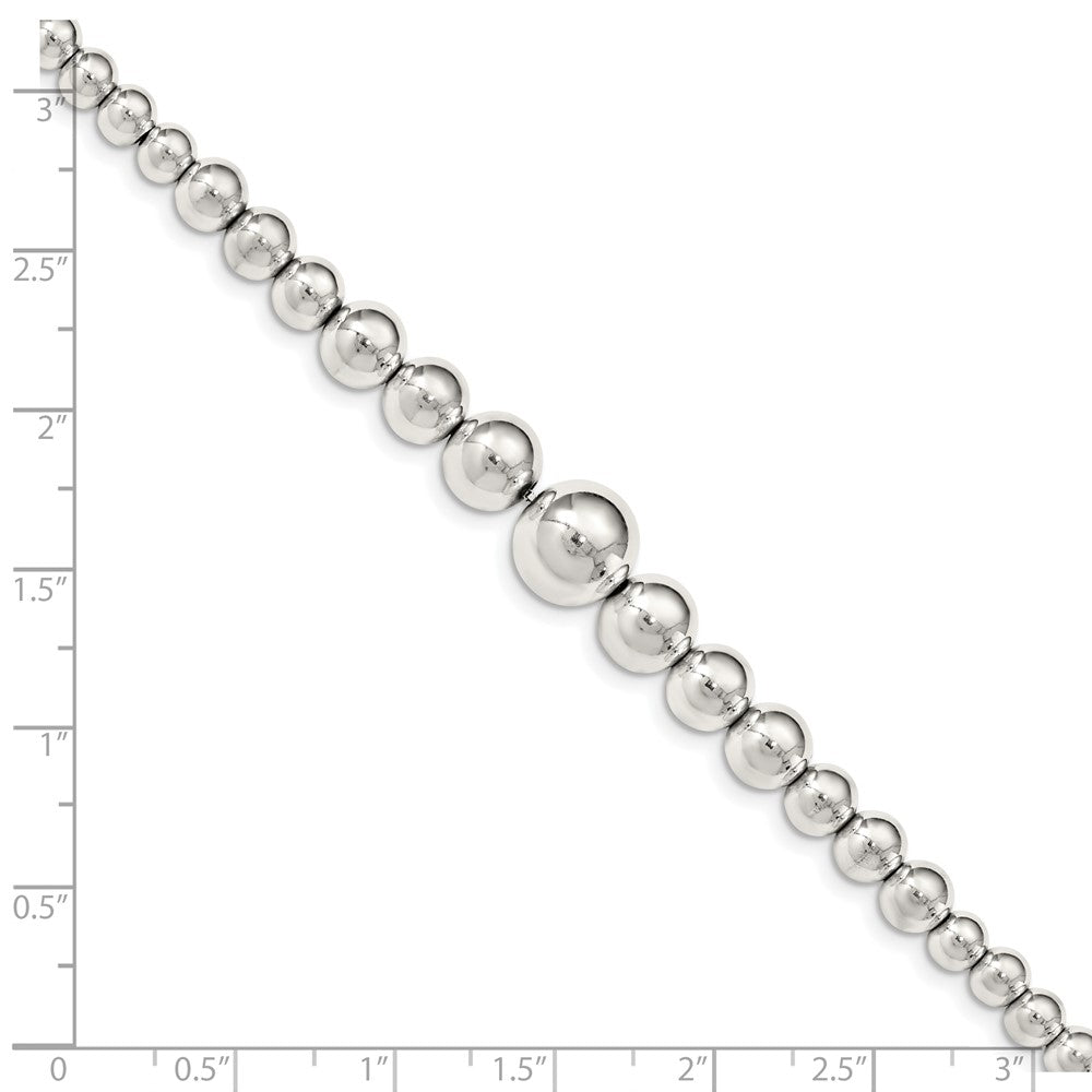 Sterling Silver Polished Graduated Beads Bracelet 7.5 inches
