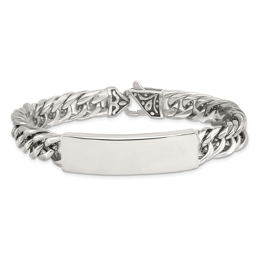 Stainless Steel Antiqued and Polished Curb Link 8.5in Bracelet 8.5 inches