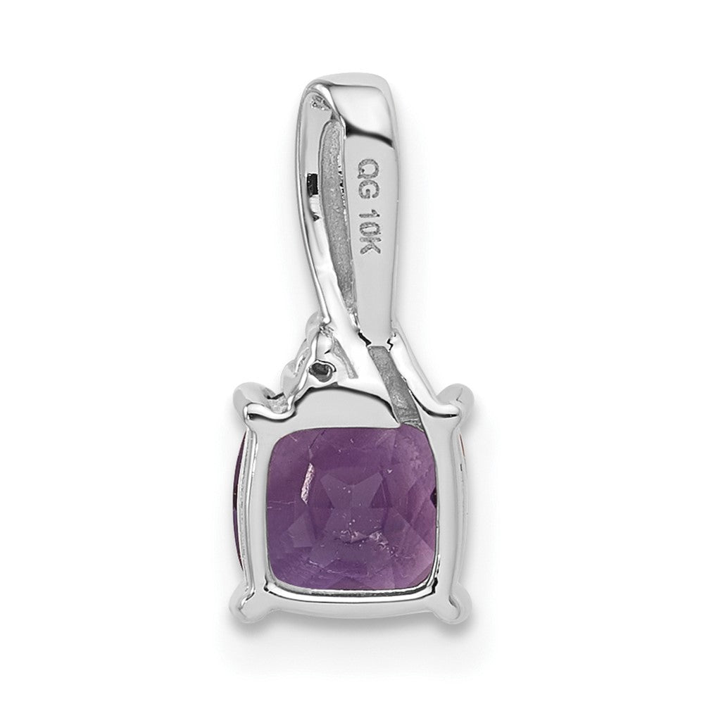 10k White Gold  Amethyst and Diamond Pendant