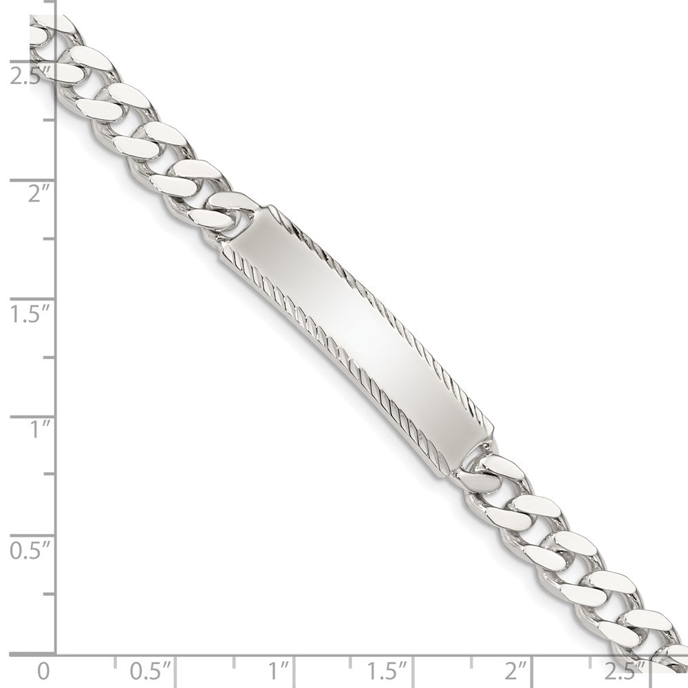 Sterling Silver Diamond-cut Engraveable Curb Link ID Bracelet 8 inches