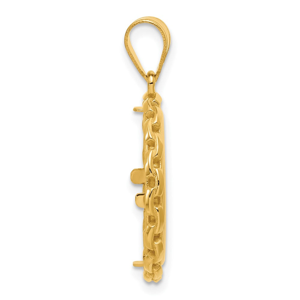 14k Polished Box with 16.5mm Prong Coin Bezel Pendant