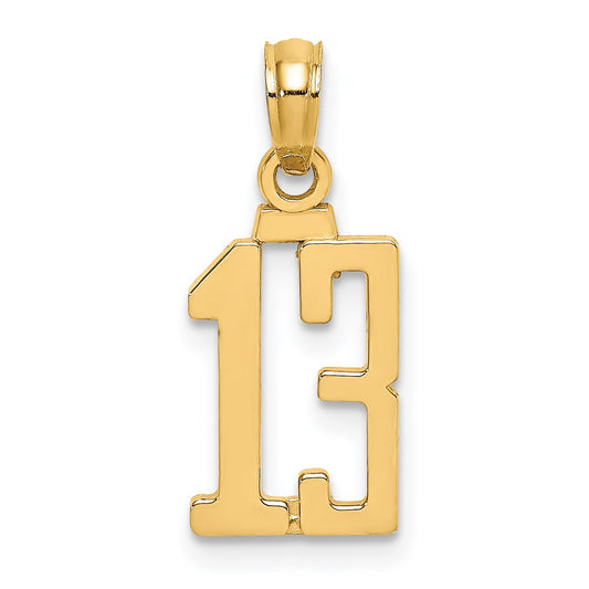 14k Polished Number 13 Pendant