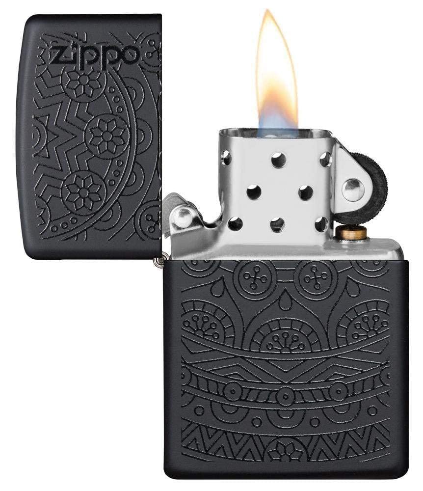 Zippo Tone on Tone Design Black Matte Pocket Lighter