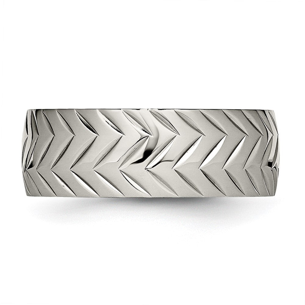 Titanium Polished Diamond Cut 8mm Band Size - 8.5