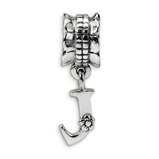 925 Sterling Silver Polished Artisan Oxidized Reflections Letter Name Personalized Monogram Initial J Dangle Bead Charm