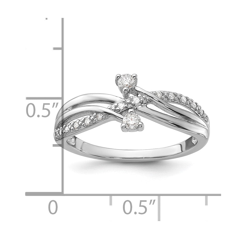 Sterling Silver Polished Fancy Twisted Diamond Ring