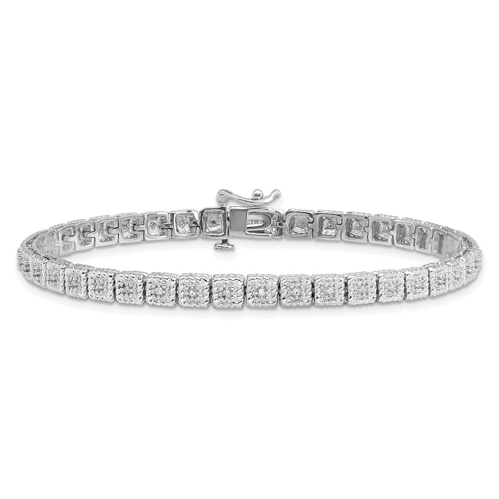 Sterling Silver Rhodium Plated Diamond Bracelet 7 inches