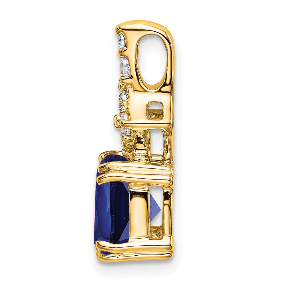 14k 1/5 carat Lab Grown Diamond VS/SI+ G+ and Lab Created Blue Sapphire Pendant