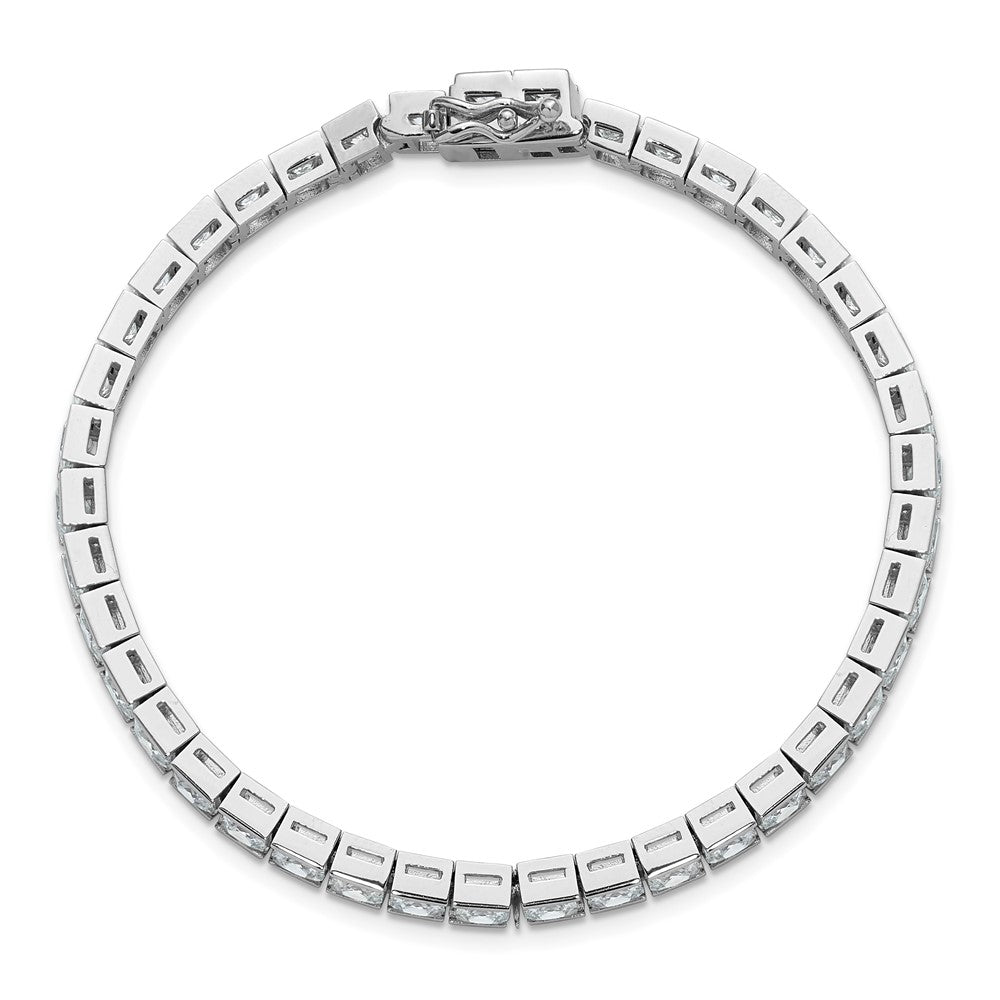Sterling Silver Rhodium Plated CZ 47 Stone 8in Bracelet 8 inches