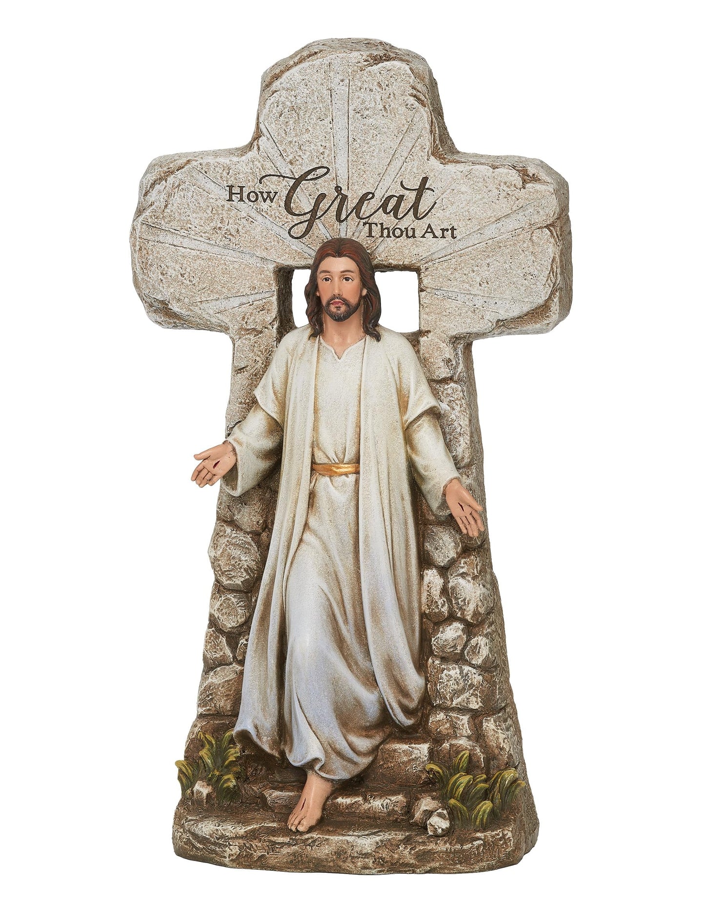 Roman 602007 Joseph Studio Jesus Rising Tomb Statue, 15-inch Height, White