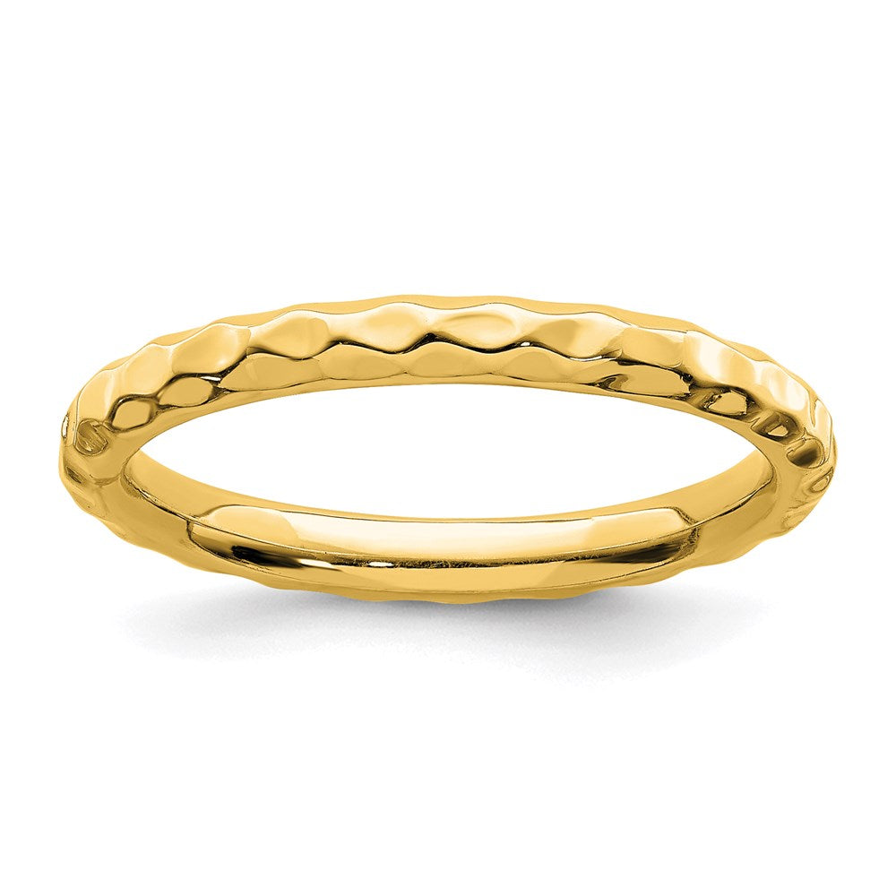 Sterling Silver Stackable Expressions Gold-plated Hammered Ring Size -6