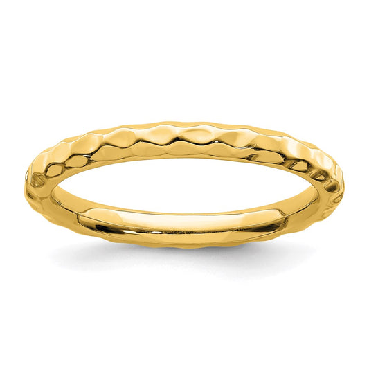 Sterling Silver Stackable Expressions Gold-plated Hammered Ring Size -6