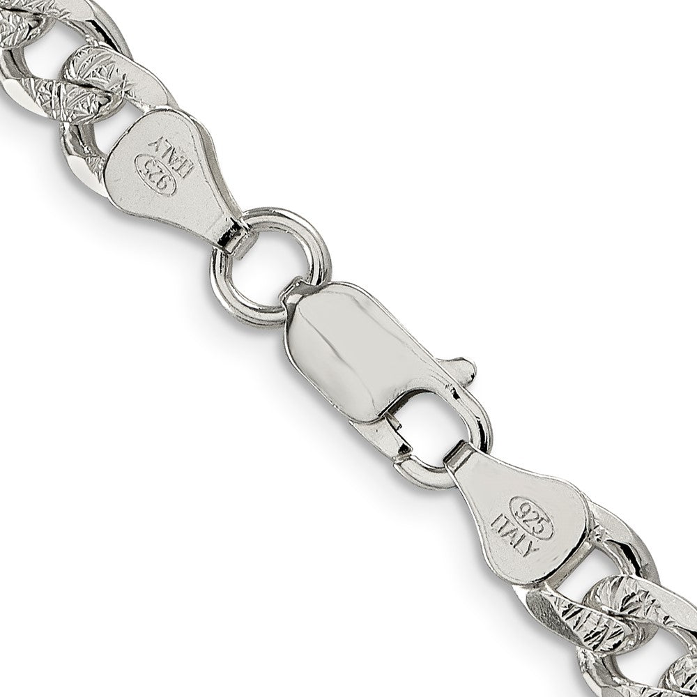 Sterling Silver 7mm Pav‚ Curb Chain 26 Inches