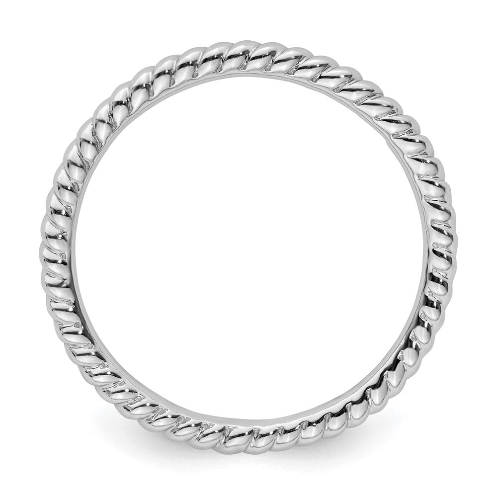 Sterling Silver Stackable Expressions Rhodium Twisted Ring Size -7