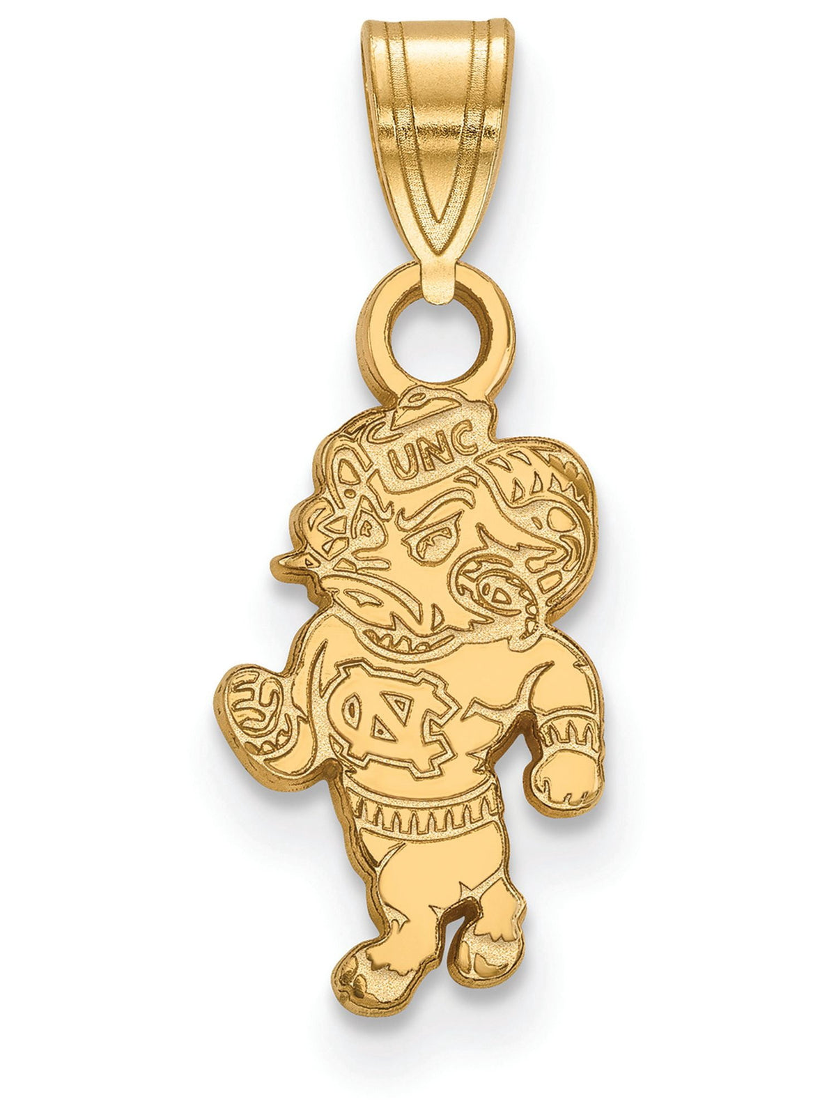 Sterling Silver Gold-plated LogoArt University of North Carolina Ram Small Pendant Q-GP055UNC
