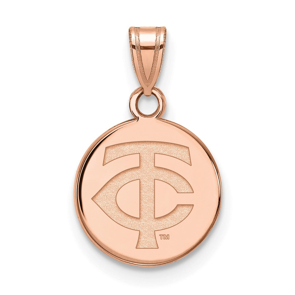 Sterling Silver Rose Gold-plated MLB LogoArt Minnesota Twins Small Pendant