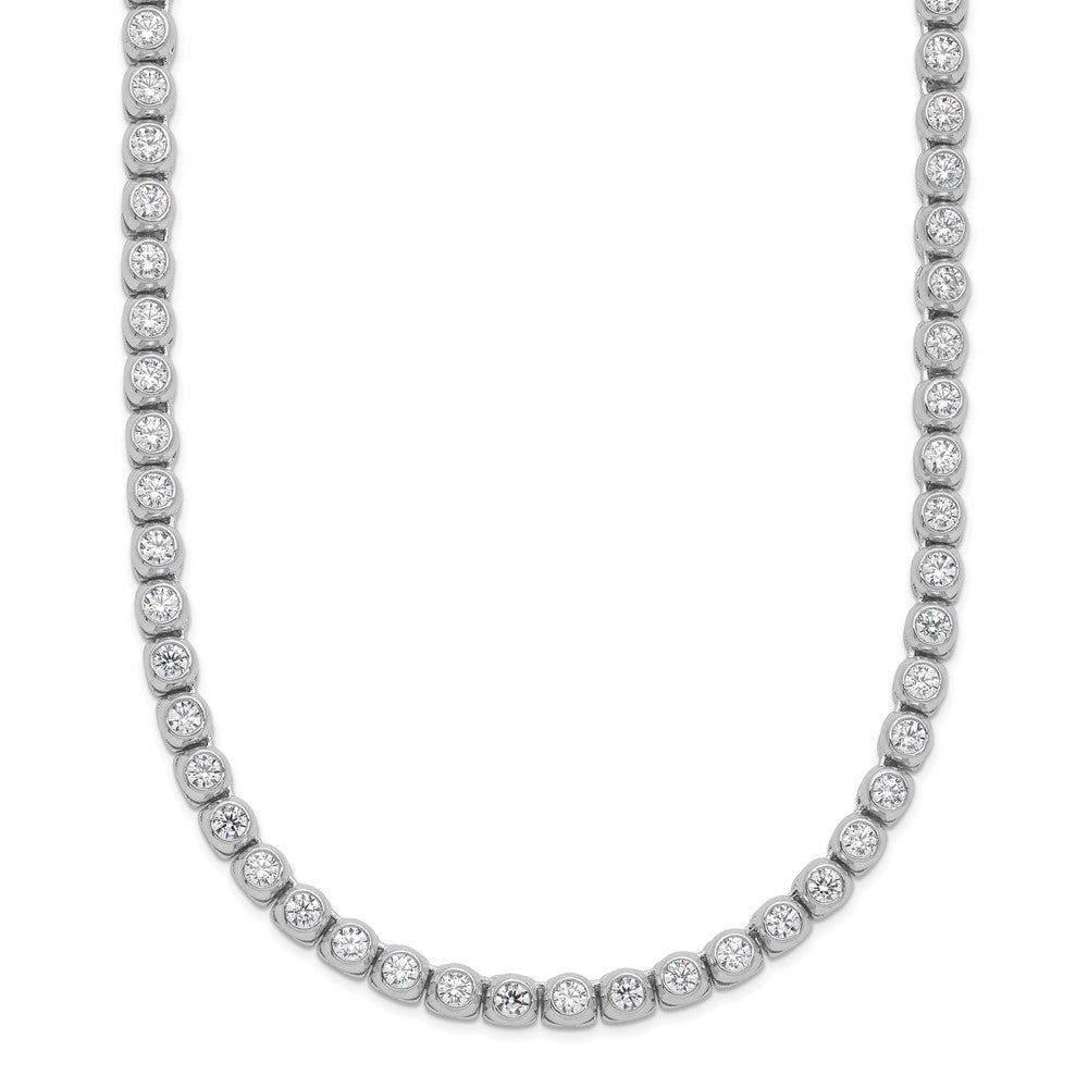 Sterling Shimmer Sterling Silver Rhodium-plated Bezel Set 2.3mm CZ 115 Stone 17 inch Necklace 17 Inches