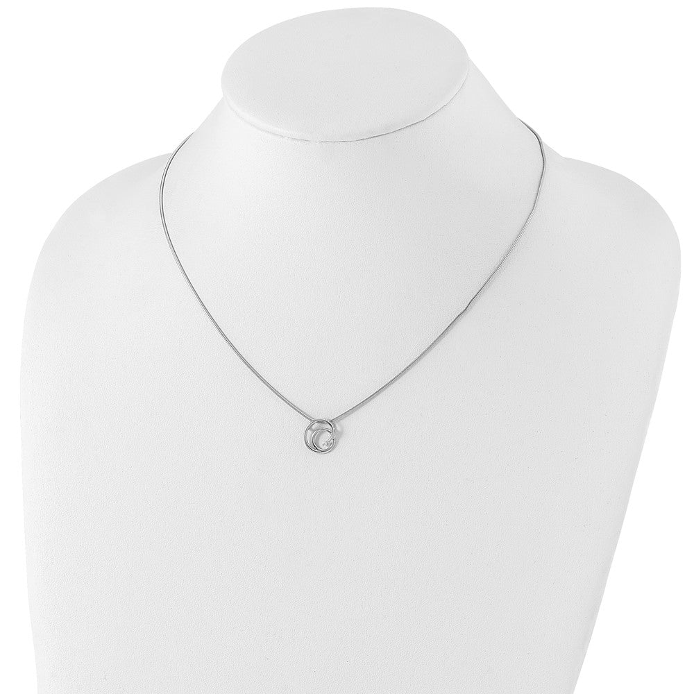 White Ice Sterling Silver Rhodium-plated 18 Inch Diamond Swirl Necklace with 2 Inch Extender 18 Inches