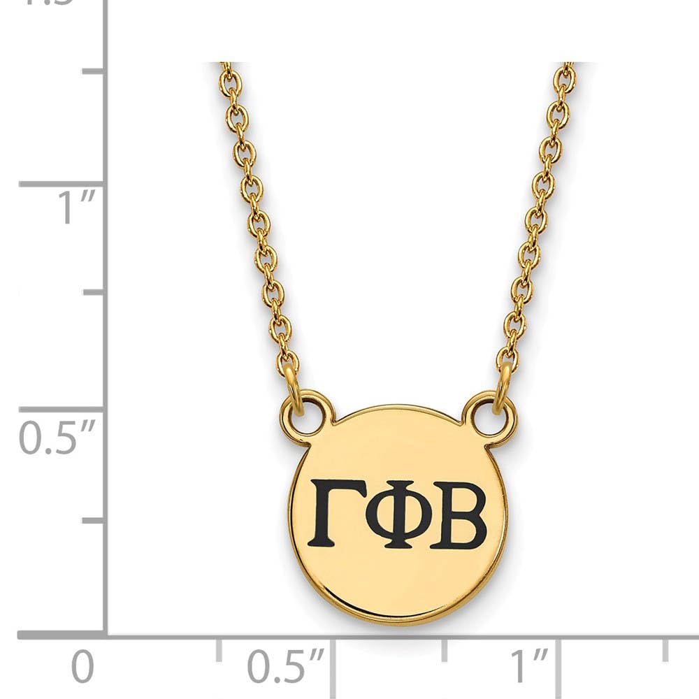 Sterling Silver w/ 14K Yellow Gold-Plated 18in Official Licensed Greek Sororities Gamma Phi Beta (???) XS Enamel Pendant w/Necklace