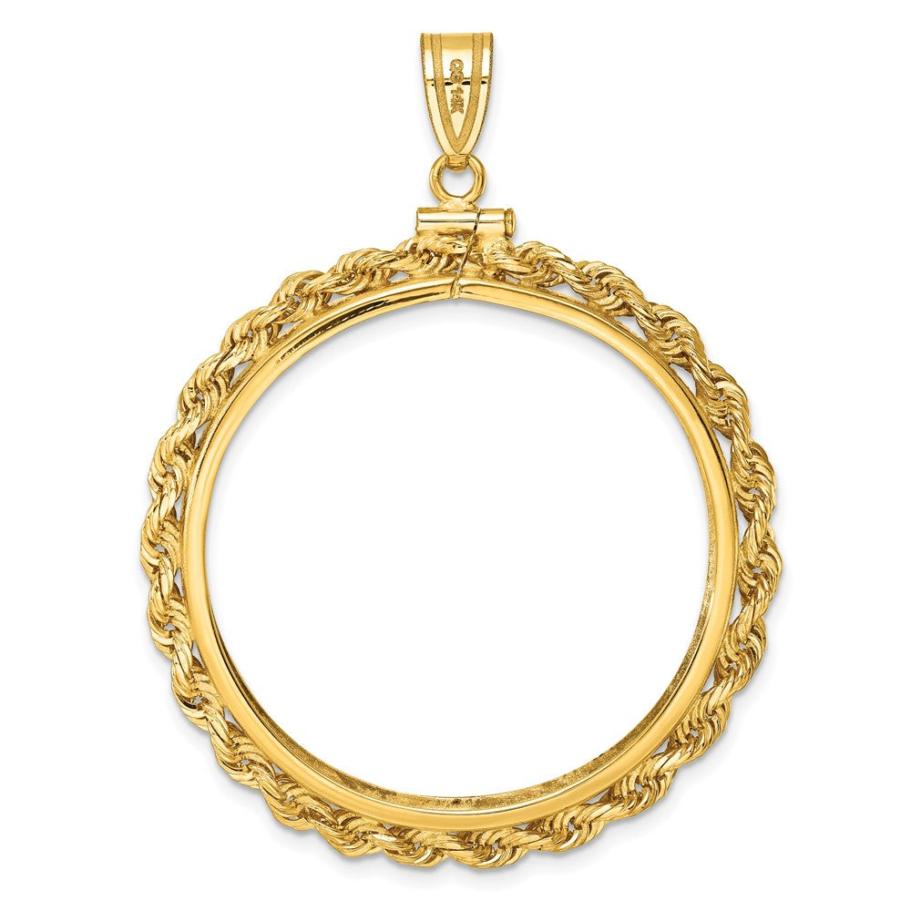 Wideband Distinguished Coin Jewelry 14k Polished Rope 37.0mm x 2.85mm Screw Top Coin Bezel Pendant