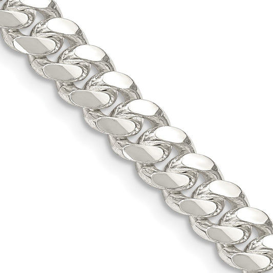 Sterling Silver 6.4mm Polished Domed Curb Chain 22 Inches